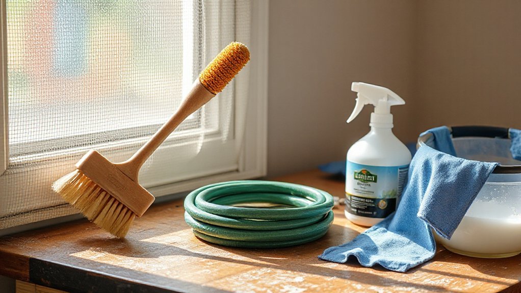 gather_cleaning_tools_safely_u4pft How Do I Clean Window Screens?